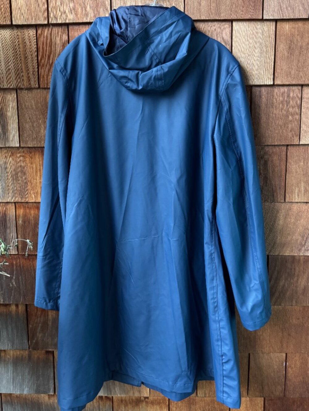 ASOS Curve Navy Coated Snap Front Hooded Raincoat in Women's 16 - Picture 5 of 13